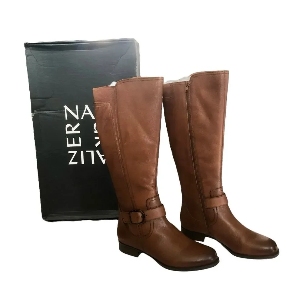 Naturalizer Jayden Riding Boots Saddle Tan Brown NIB Size 7.5 Preppy Classic